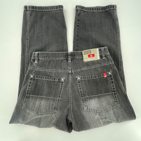 Southpole Baggy Wide Leg Jeans Mens 34x30 Faded Black Y2K Hip Hop Red Tab Vtg. - Picture 9 of 12